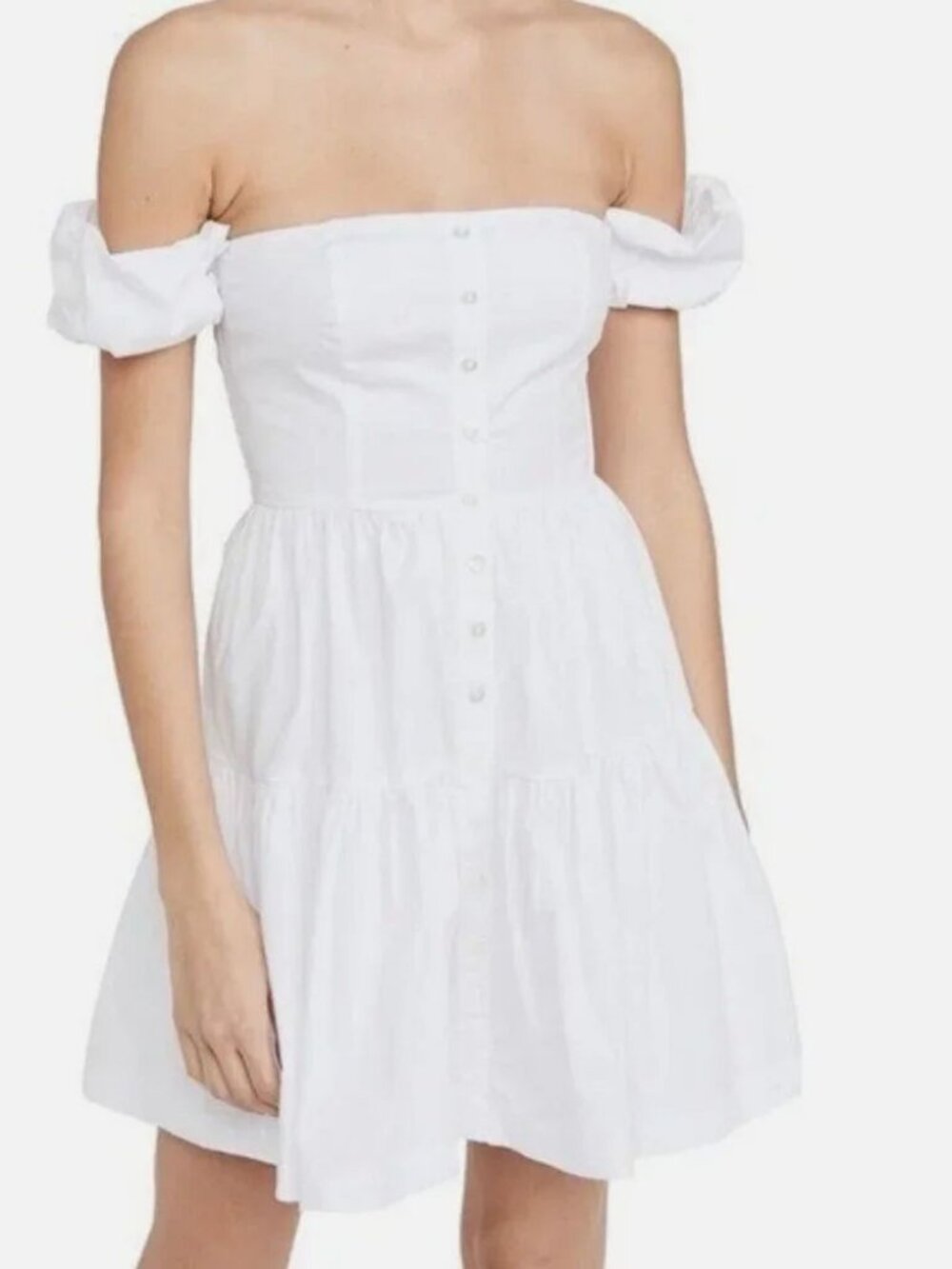 Staud Elio Off the Shoulder Cotton Mini Dress